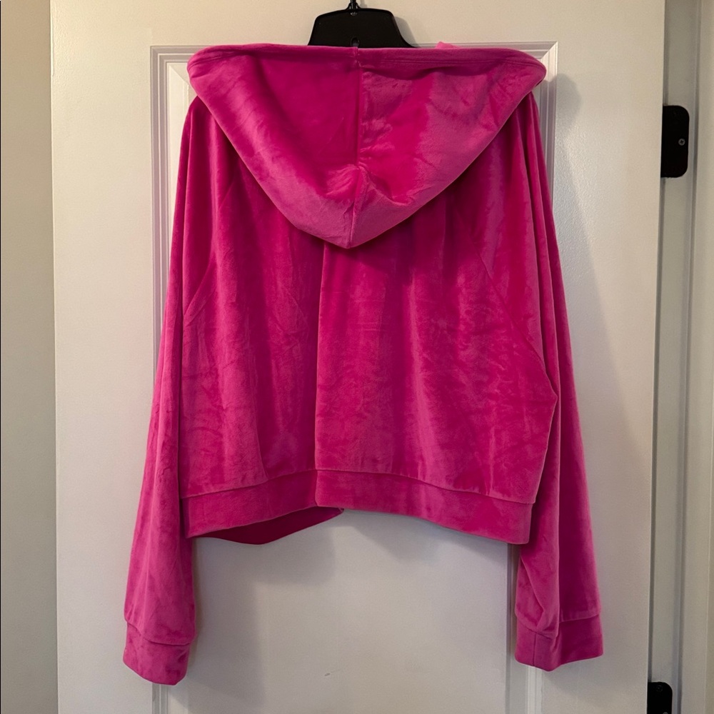 Victoria’s Secret Velour Front Zip Athleisure Hoodie XXL in Bali Orchid color